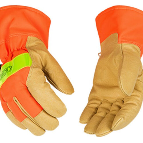 Kinco Hi-Vis Thermal Lined Orange Grain Pigskin Palm with Safety Cuff Gloves Thumbnail